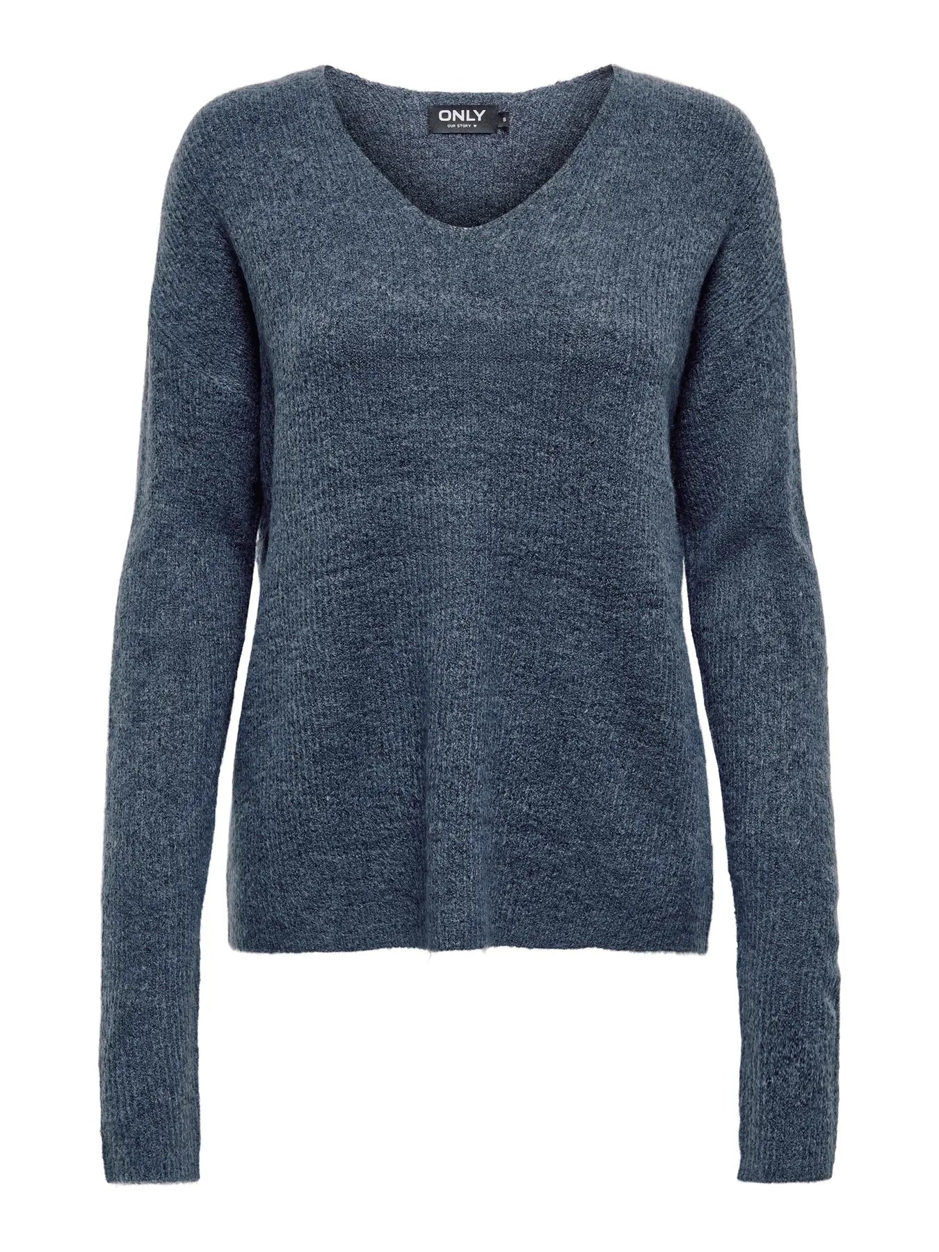 ONLY - CAMILLA V-NECK L/S PULLOVER KNIT - VINTAGE INDIGO MELANGE