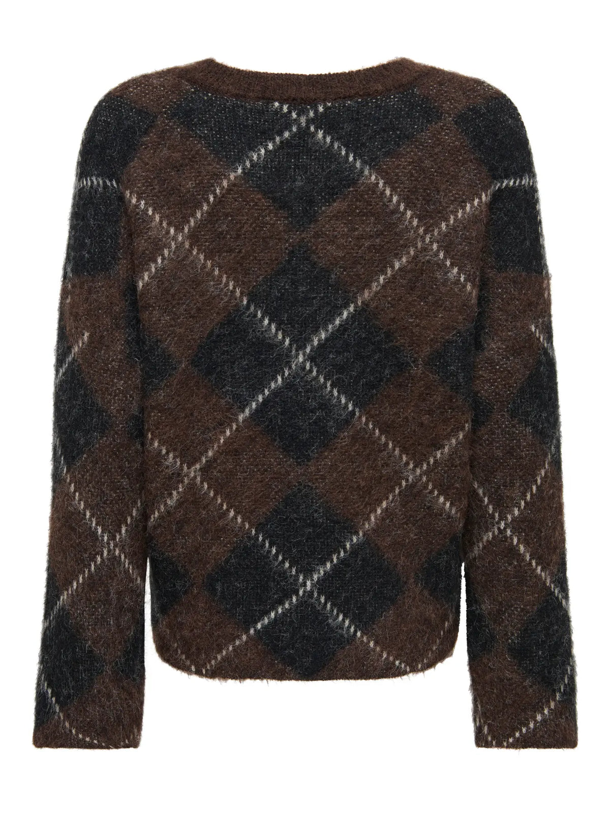 ONLY - NOEME LS PATTERN O-NECK KNIT - COFFEE BEAN/BIG ARGYLE