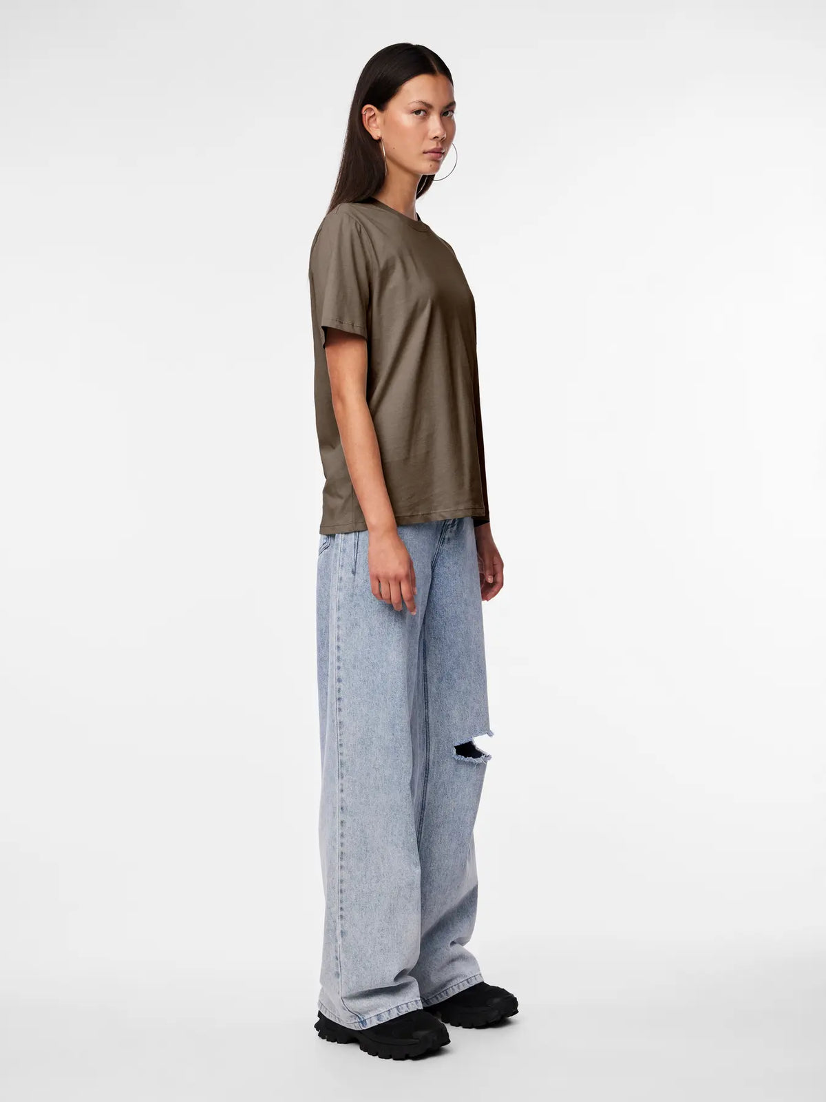 PIECES - RIA SOLID TEE - MOREL