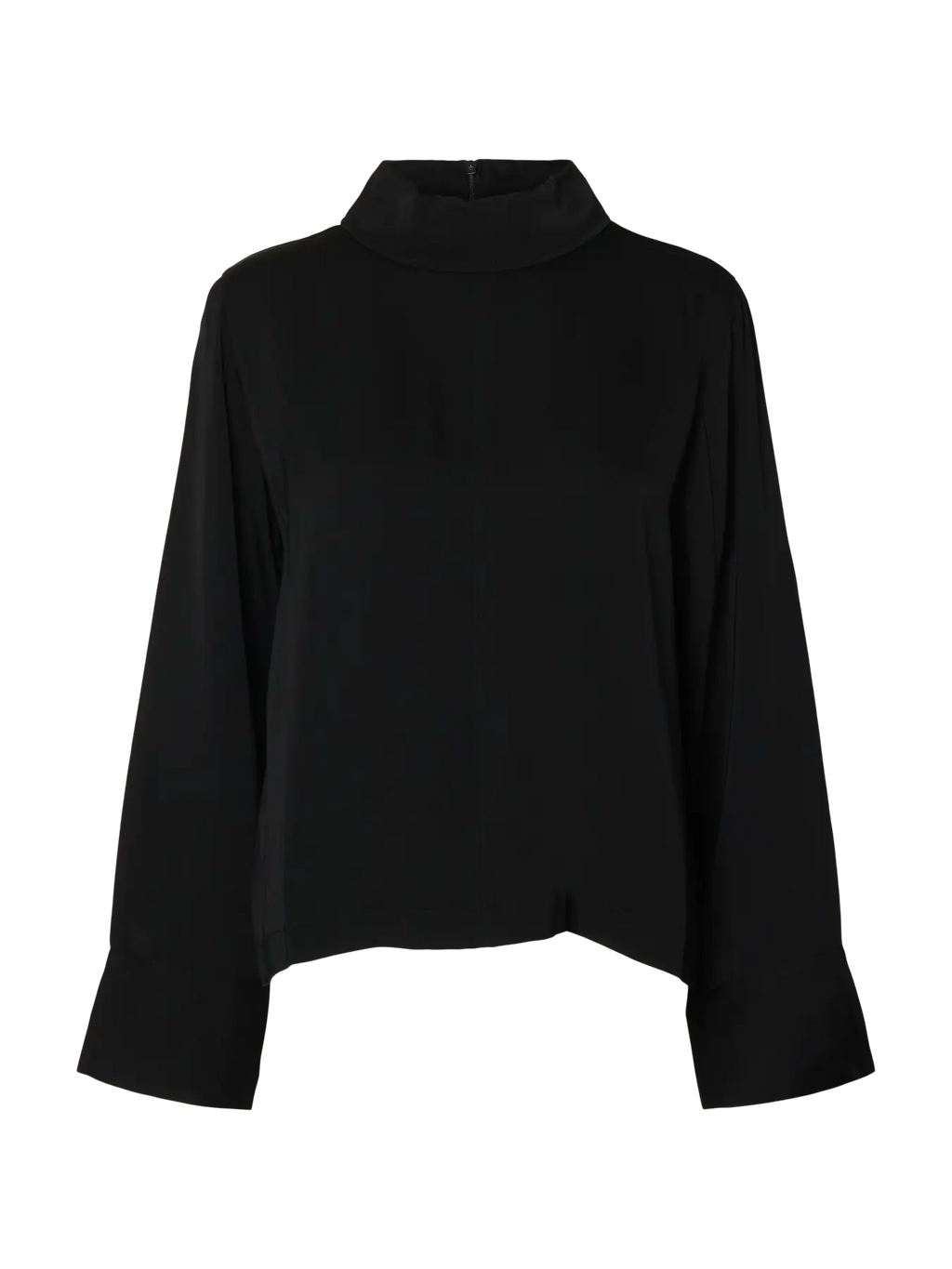 SELECTED FEMME - SOLER REGULAR LS HIGH NECK TOP - BLACK