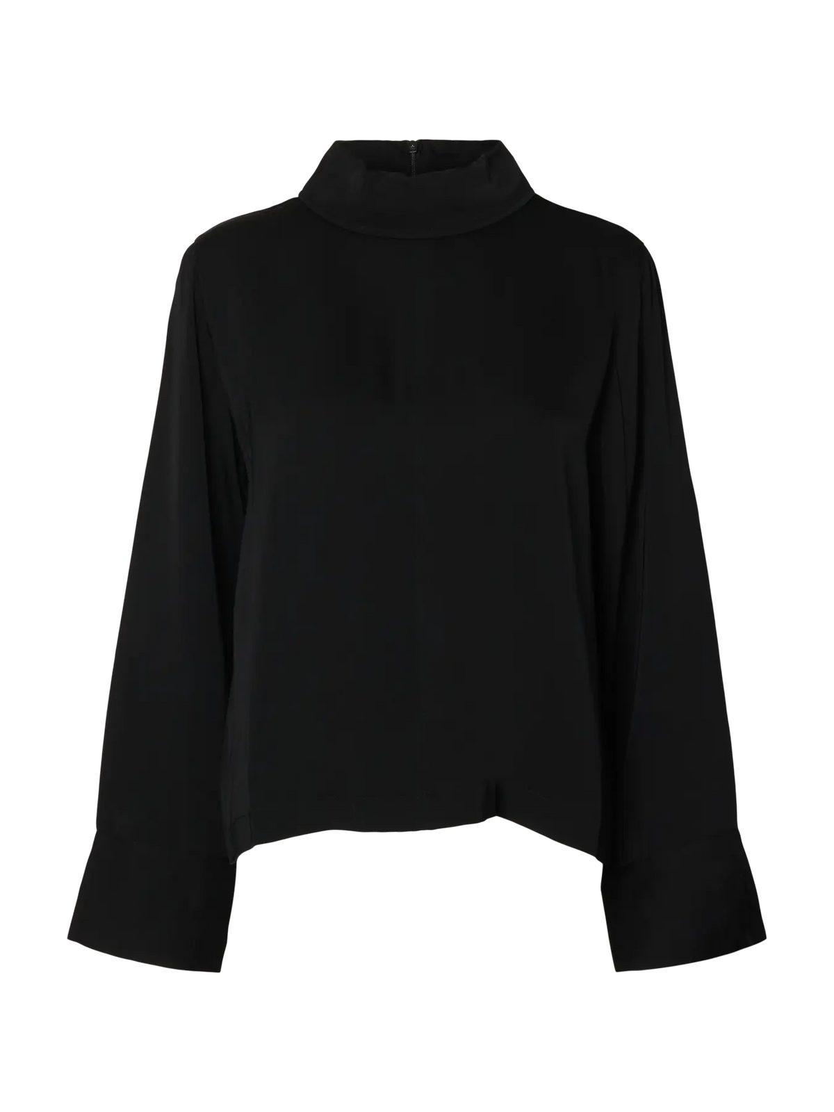SELECTED FEMME - SOLER REGULAR LS HIGH NECK TOP - BLACK