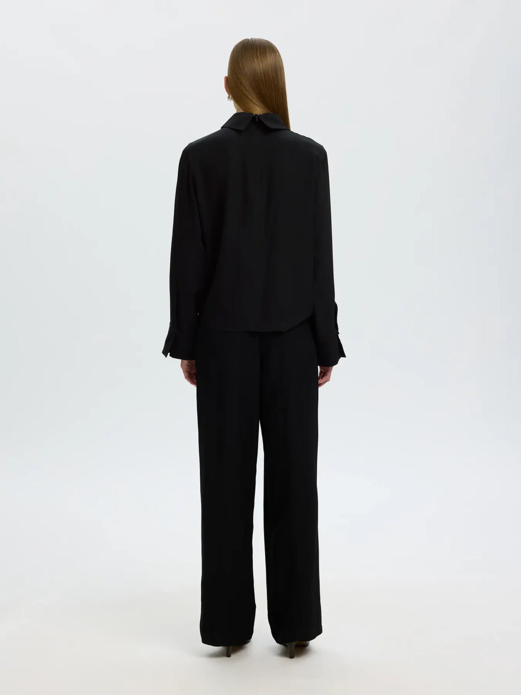 SELECTED FEMME - SOLER REGULAR LS HIGH NECK TOP - BLACK