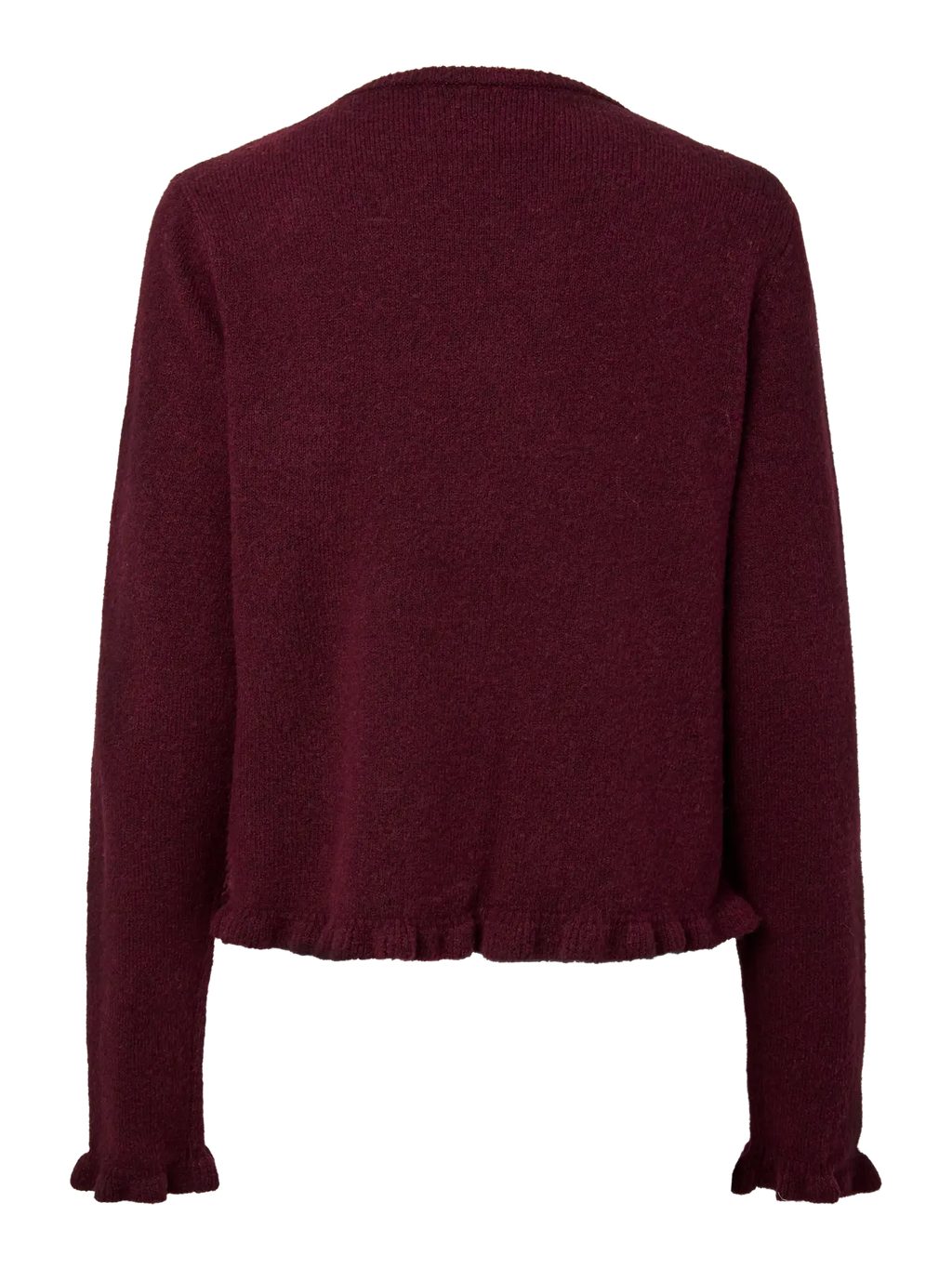 PIECES - AMOS LS O-NECK KNIT CARDIGAN - WINETASTING/MELANGE