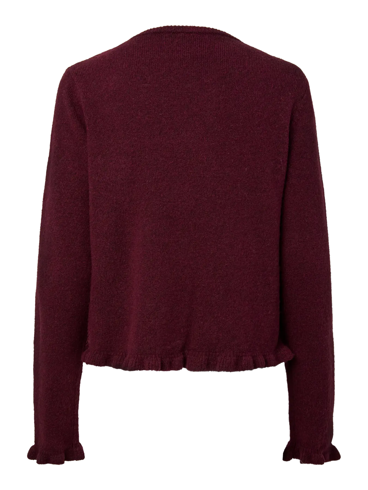 PIECES - AMOS LS O-NECK KNIT CARDIGAN - WINETASTING/MELANGE