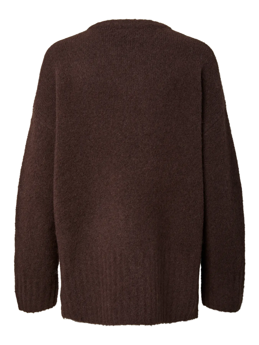 PIECES - TINA L/S O-NECK KNIT - HOT FUDGE/MELANGE