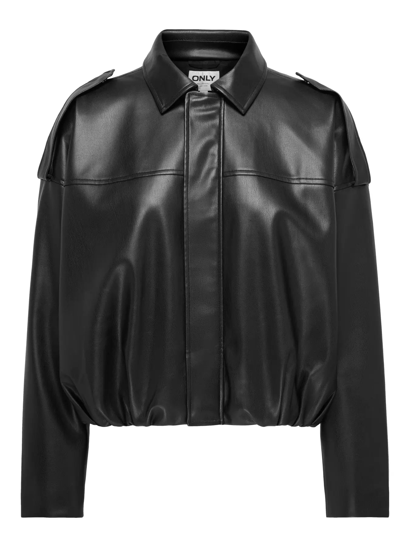ONLY - MOON-NELI L/S FAUX LEATHER BOMBER JACKET - BLACK