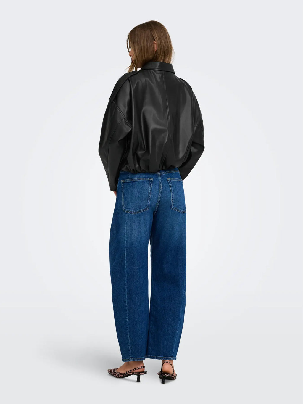 ONLY - MOON-NELI L/S FAUX LEATHER BOMBER JACKET - BLACK