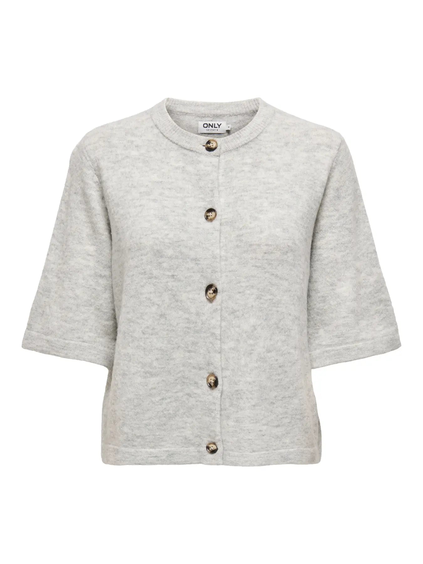 ONLY -CAMILLA S/S CARDIGAN KNIT - LIGHT GREY MELANGE