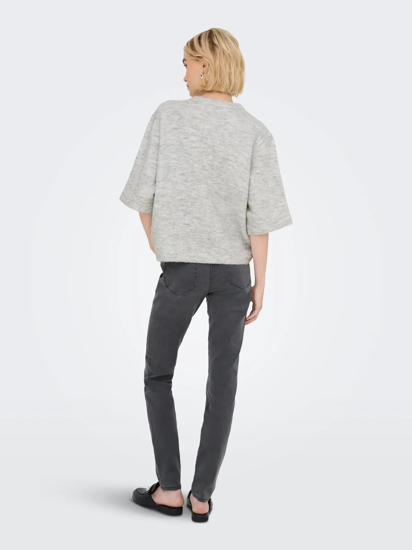 ONLY -CAMILLA S/S CARDIGAN KNIT - LIGHT GREY MELANGE