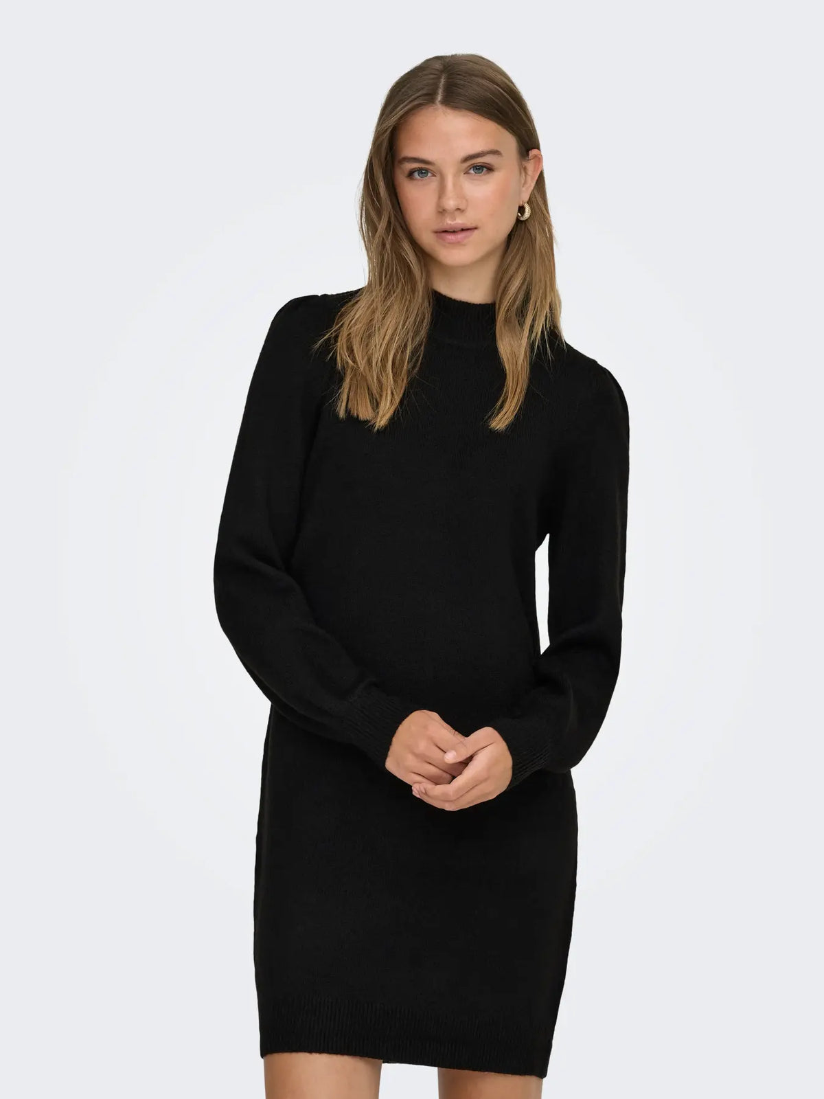 JDY - RUE LIFE L/S HIGH NECK DRESS - BLACK