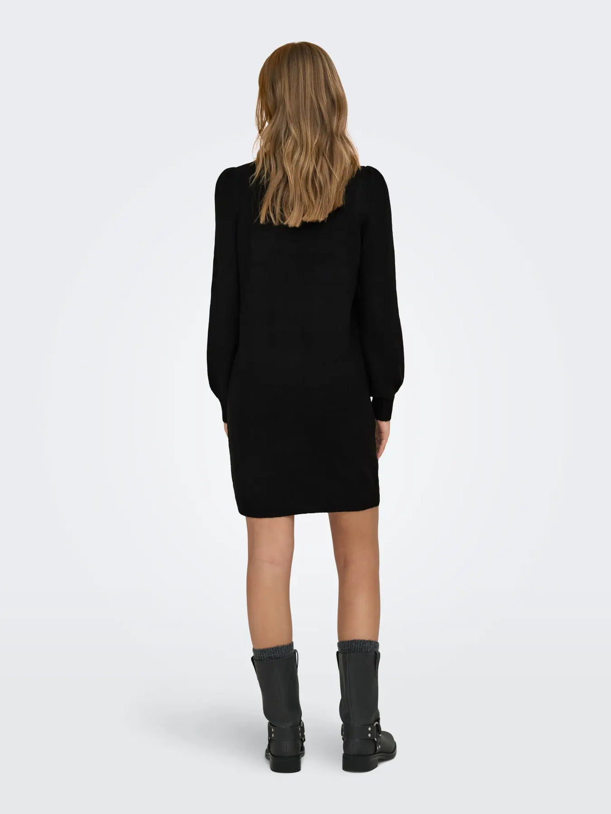 JDY - RUE LIFE L/S HIGH NECK DRESS - BLACK