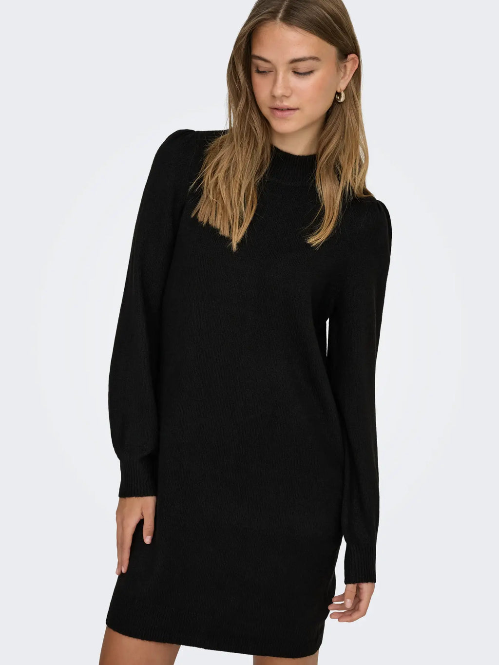 JDY - RUE LIFE L/S HIGH NECK DRESS - BLACK