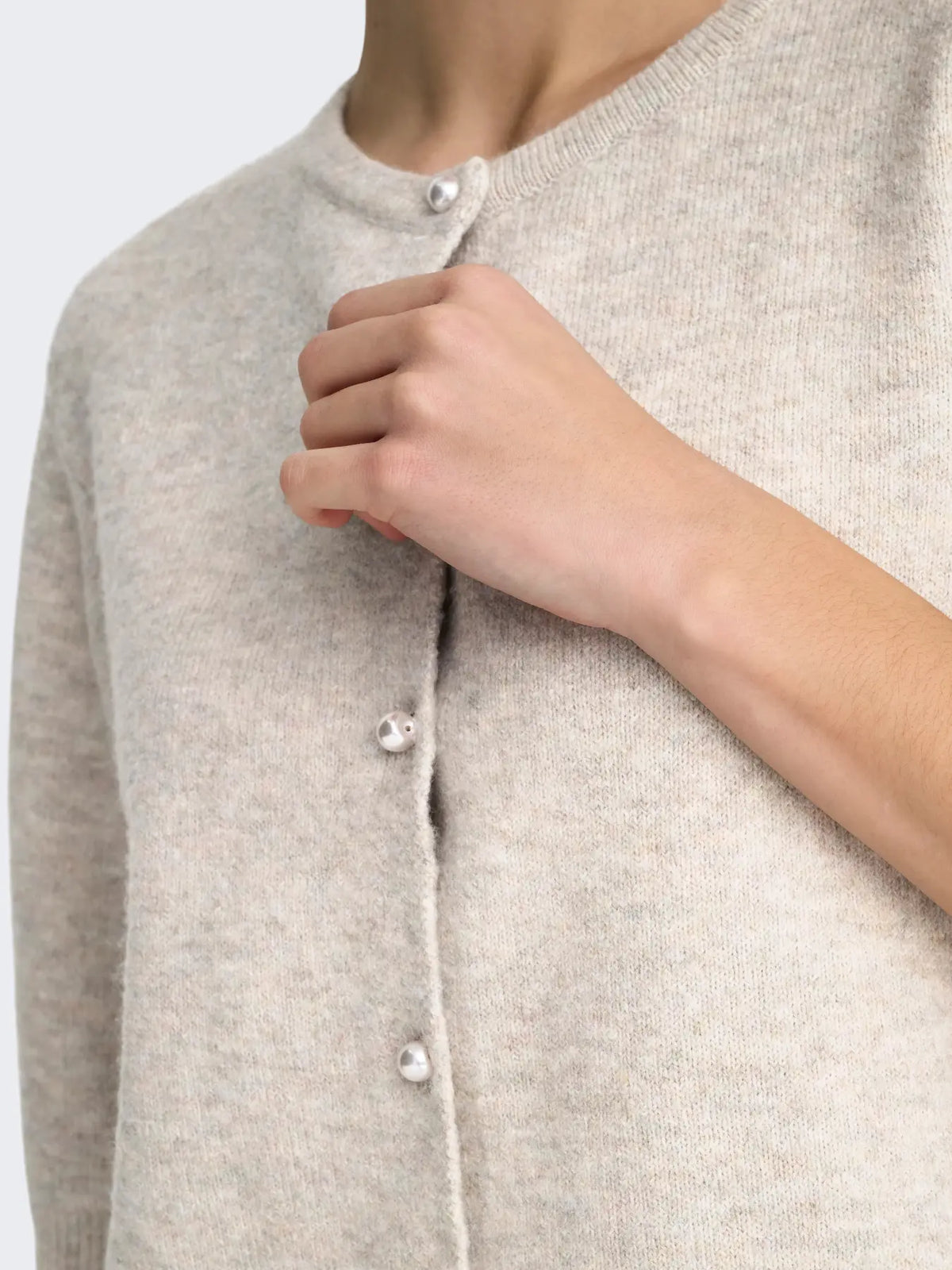 JDY - RUE LIFE 2/4 PEARL CARDIGAN - CHATEAU GREY/MELANGE