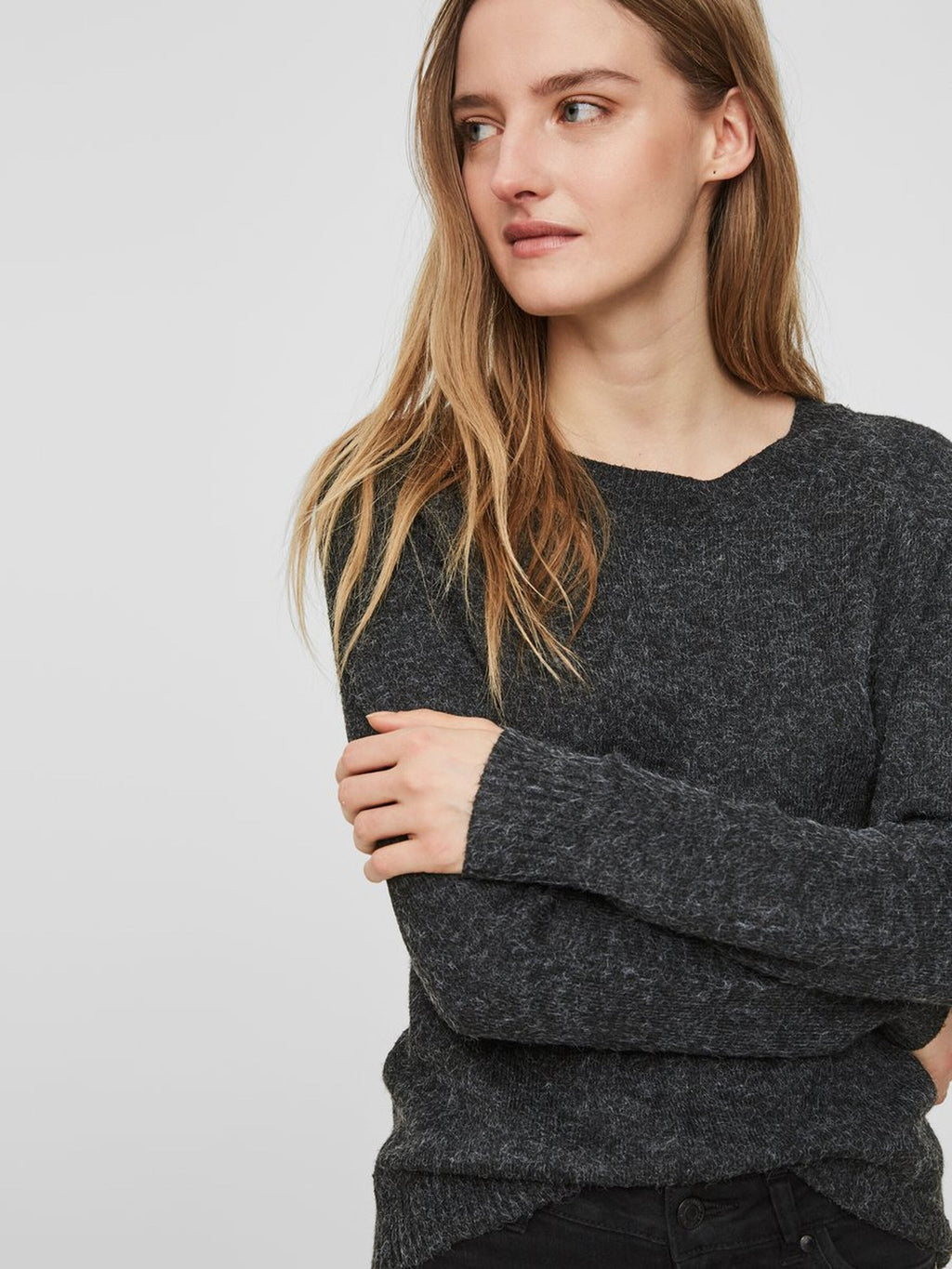 VERO MODA - DOFFY L/S O-NECK - SVART/BLACK