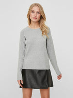 Ladda upp bild till gallerivisning, VERO MODA - DOFFY L/S O-NECK - GRÅ/LIGHT GREY MELANGE
