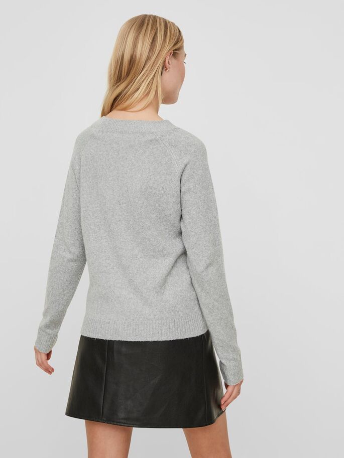 VERO MODA - DOFFY L/S O-NECK - GRÅ/LIGHT GREY MELANGE