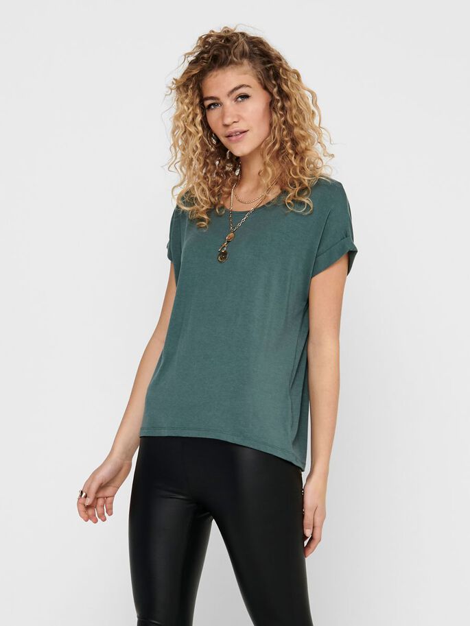 MOSTER O-NECK TOP - BALSAM GREEN