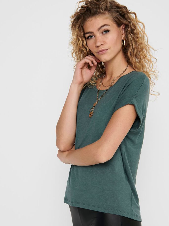 MOSTER O-NECK TOP - BALSAM GREEN