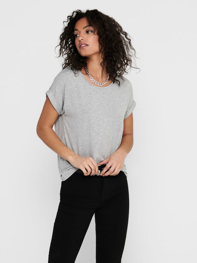 ONLY - MOSTER O-NECK TOP - LIGHT GREY MELANGE