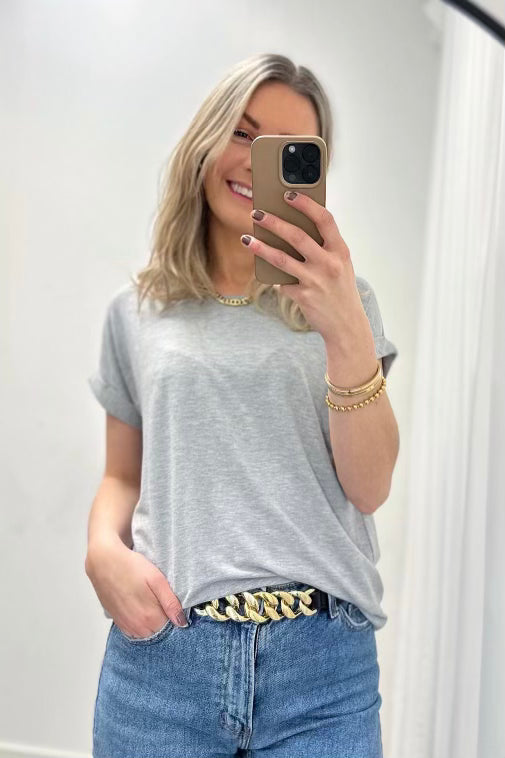 ONLY - MOSTER O-NECK TOP - LIGHT GREY MELANGE