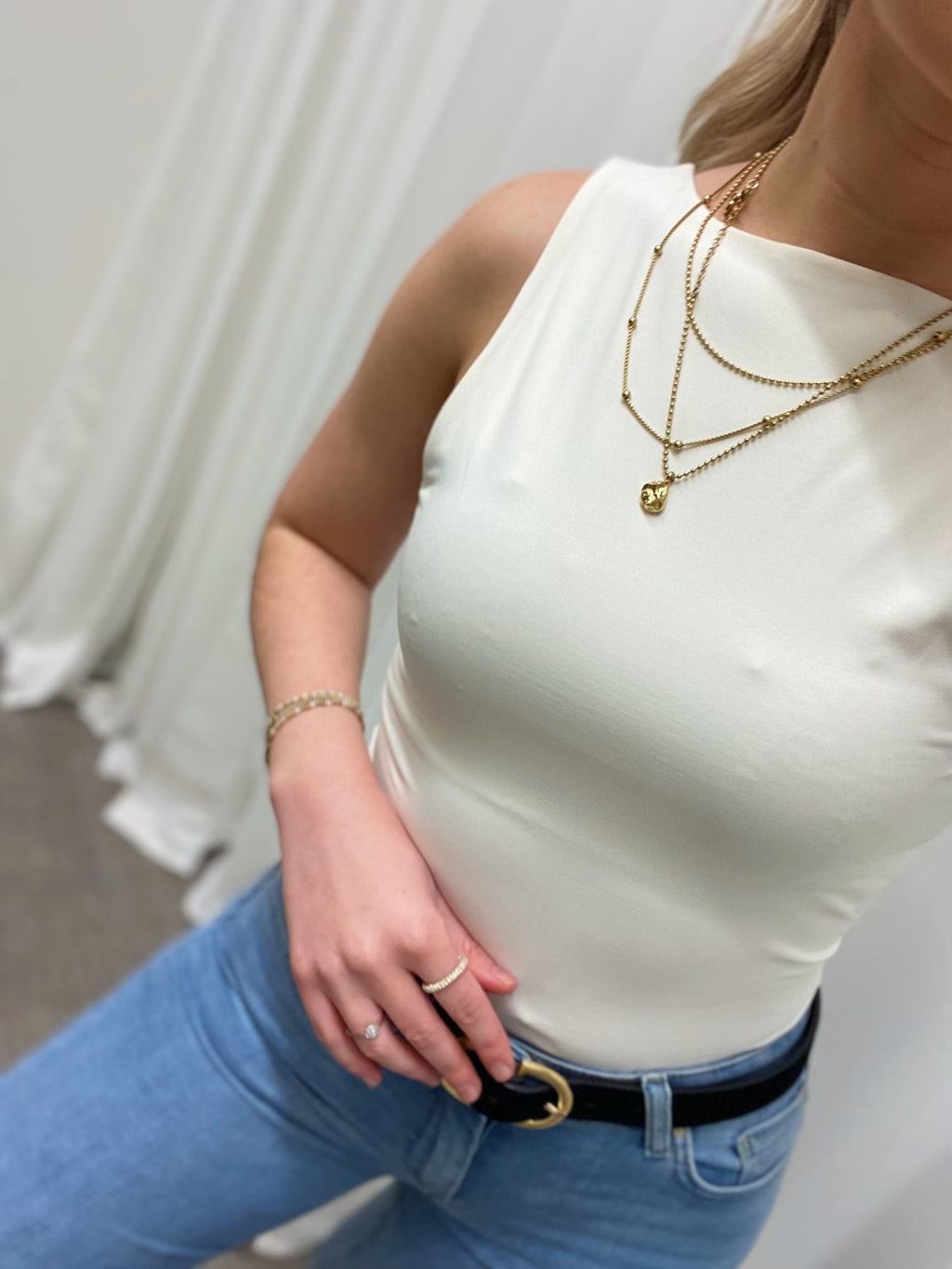 ONLY - LEA S/L 2-WAYS FIT TOP - WHITE