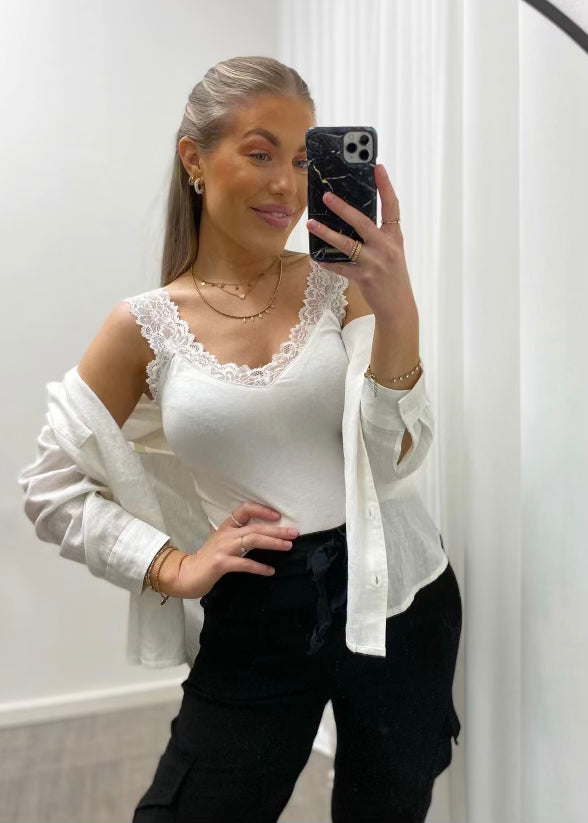 VERO MODA - ROSA SL TOP - SNOW WHITE