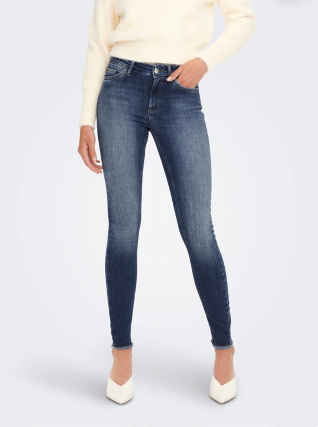 ONLY - BLUSH LIFE MID RAW - MEDIUM BLUE DENIM