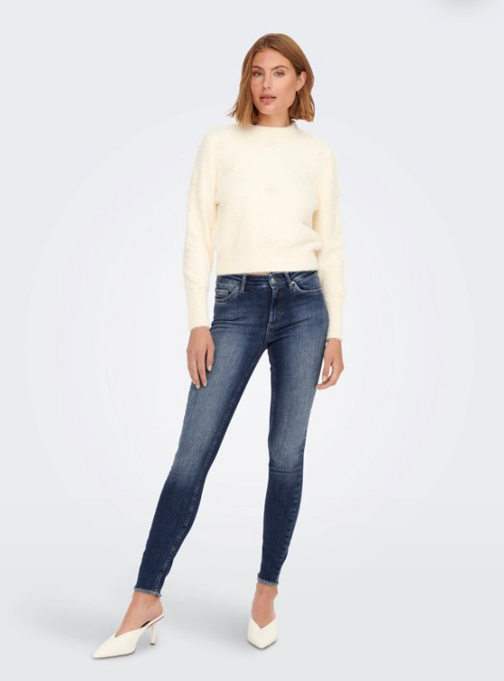 ONLY - BLUSH LIFE MID RAW - MEDIUM BLUE DENIM