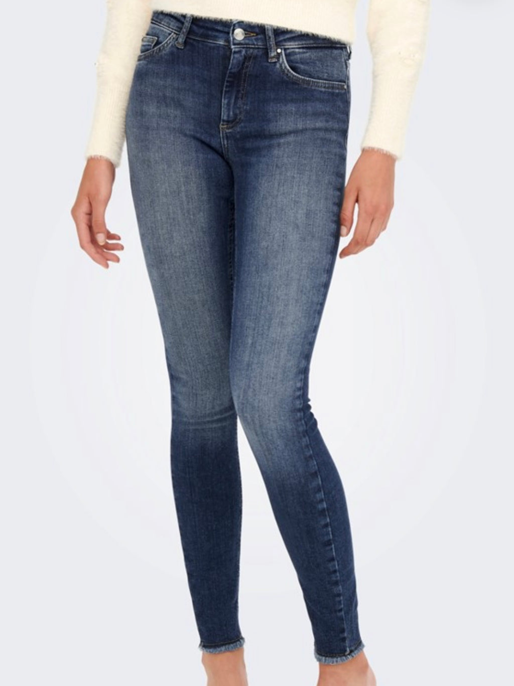 ONLY - BLUSH LIFE MID RAW - MEDIUM BLUE DENIM