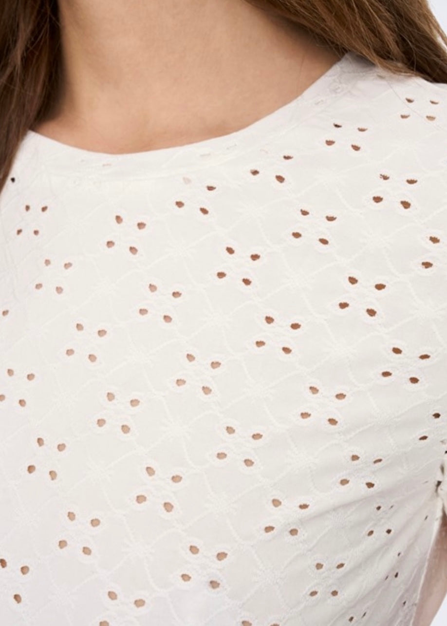 JDY - CATHINKA S/S TAG TOP - CLOUD DANCER