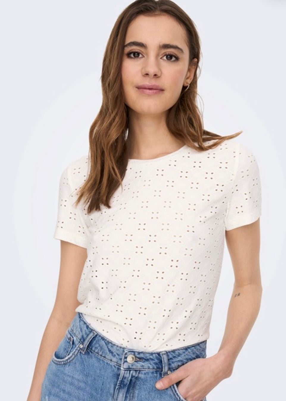 JDY - CATHINKA S/S TAG TOP - CLOUD DANCER