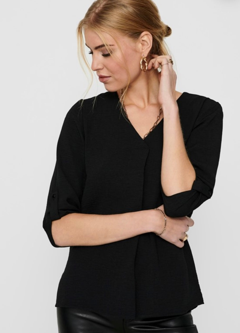 JDY - DIVYA 3/4 TOP - BLACK
