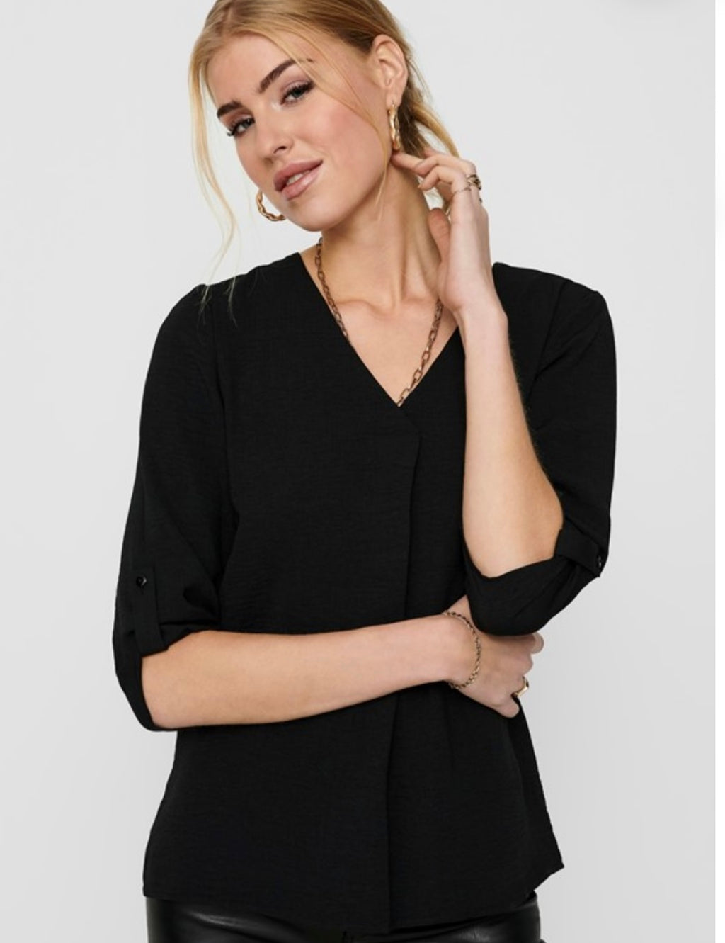 JDY - DIVYA 3/4 TOP - BLACK