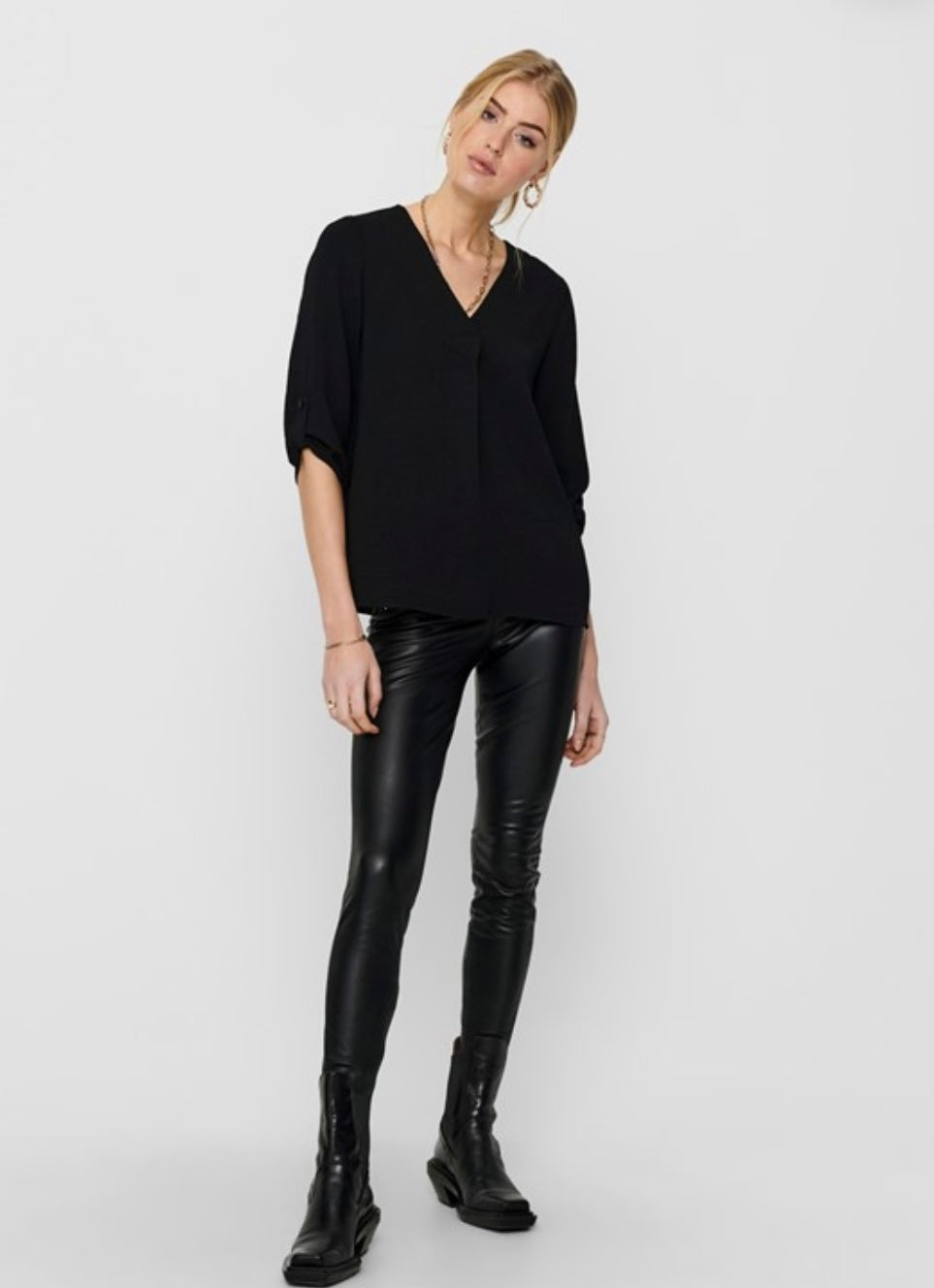 JDY - DIVYA 3/4 TOP - BLACK